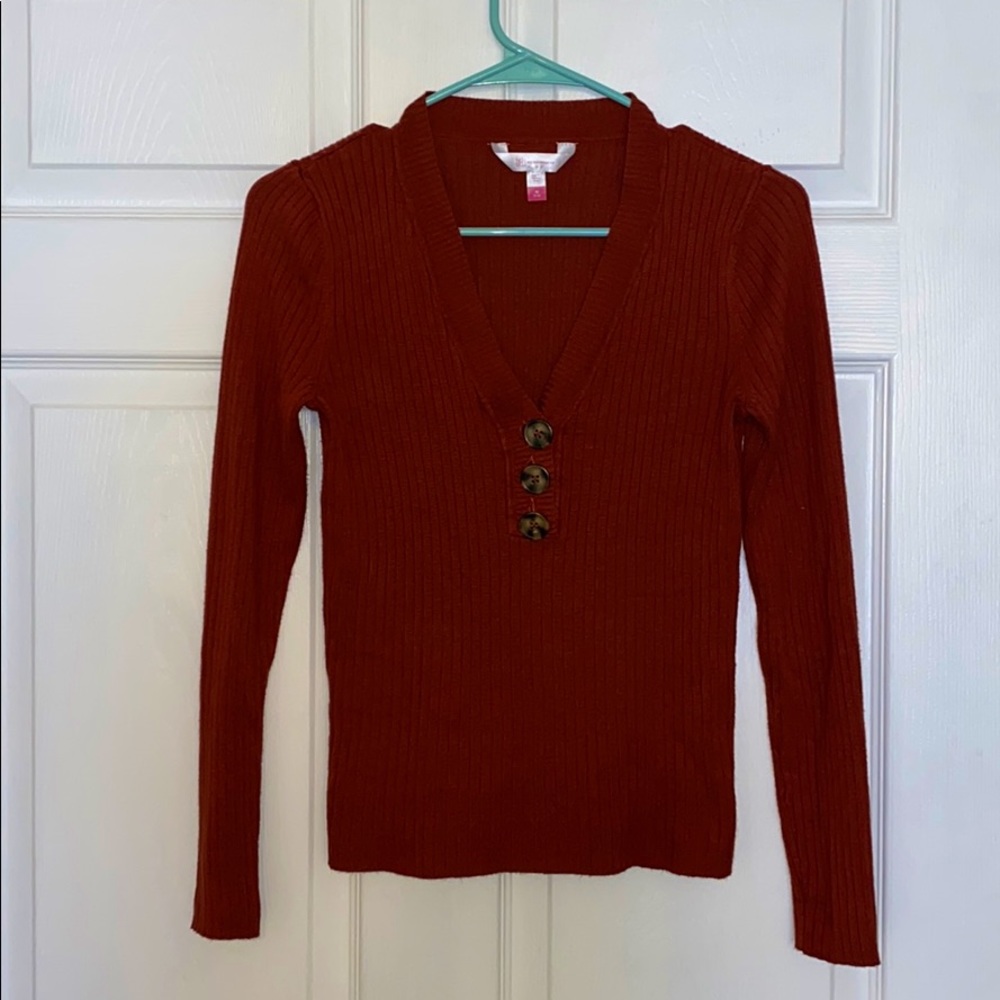 Burnt Orange Long Sleeve Ribbed Tee